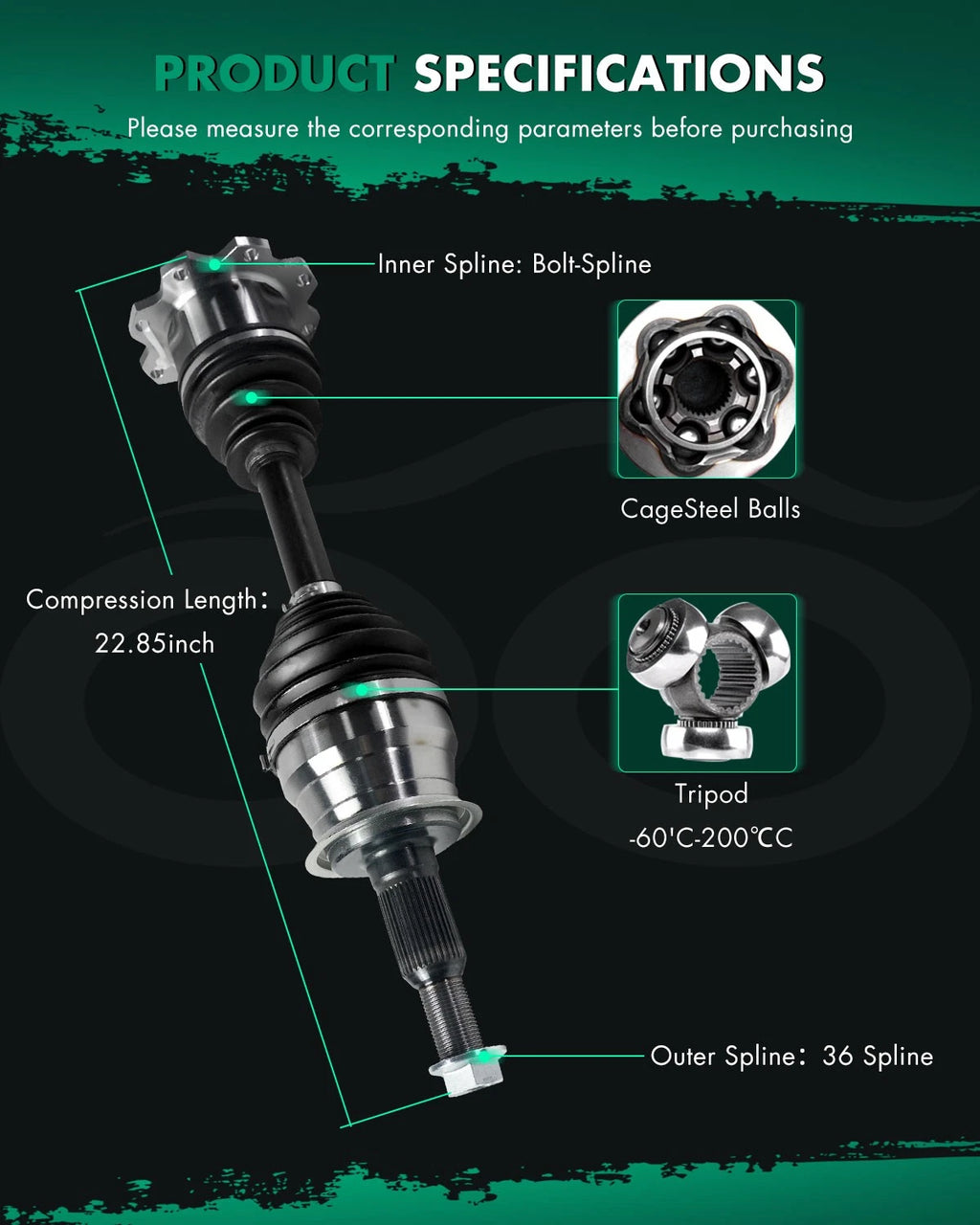 CV Axle for Chevy Silverado 2500 HD GMC Sierra 2500 HD (2011–2014) 4WD