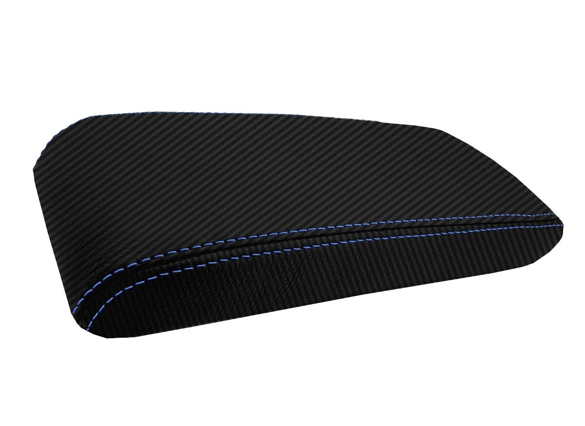 Console Armrest Cover for Honda Accord (1994–1997) Carbon Fiber Black Blue Stitch