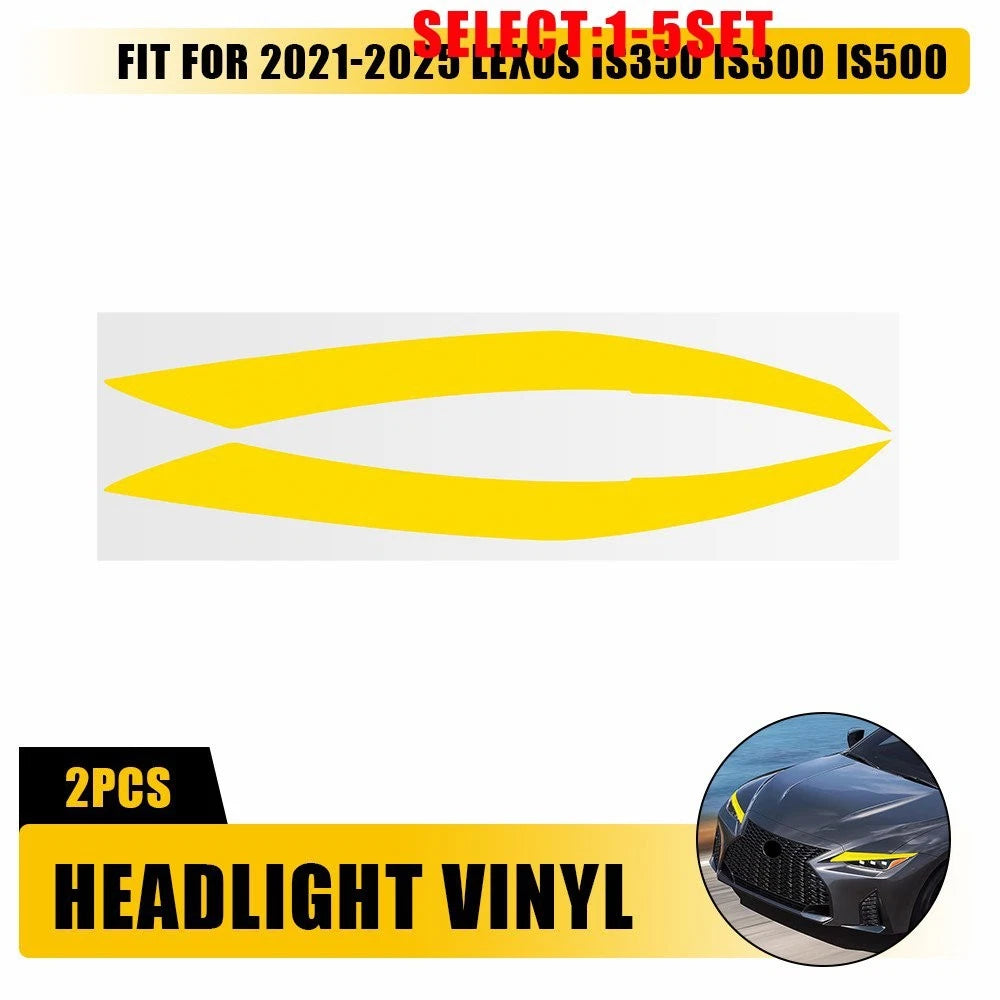 2X Headlight DRL Tint Vinyl Overlay Kit Amber for Lexus IS (2021–2025)