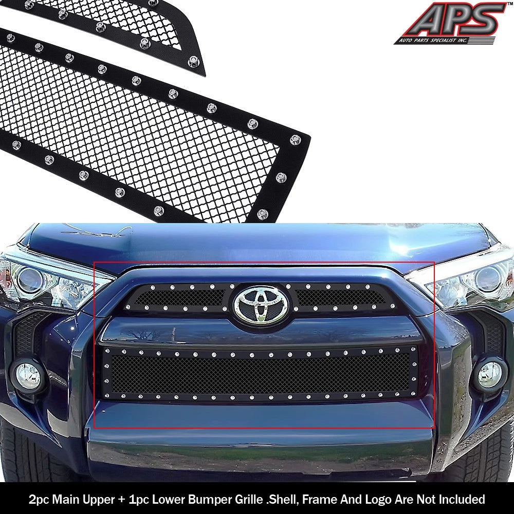 Stainless Black Rivets Mesh Grille Combo for Toyota 4Runner (2014-2019)