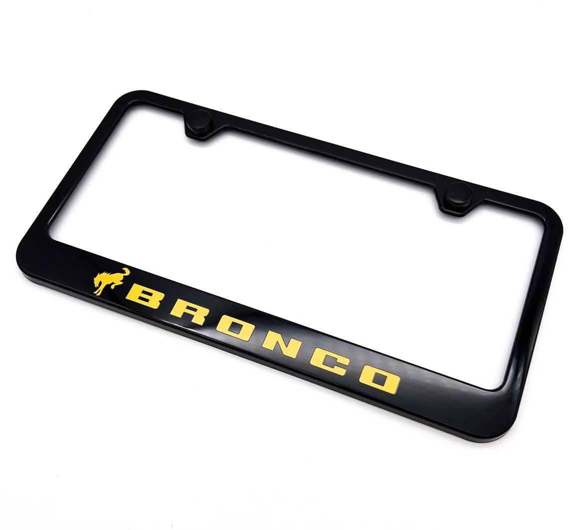 License Plate Frame Black Plastic with Emblem for Ford Bronco (2021–2025)