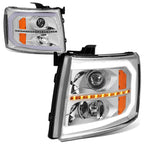 LED DRL Bar Sequential Signal Projector Headlight for Silverado 1500 (2007–2014)