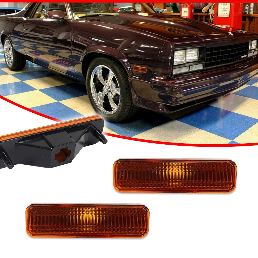 Amber Lens Front Bumper Side Marker Lights for El Camino & Caballero (1982–1987)
