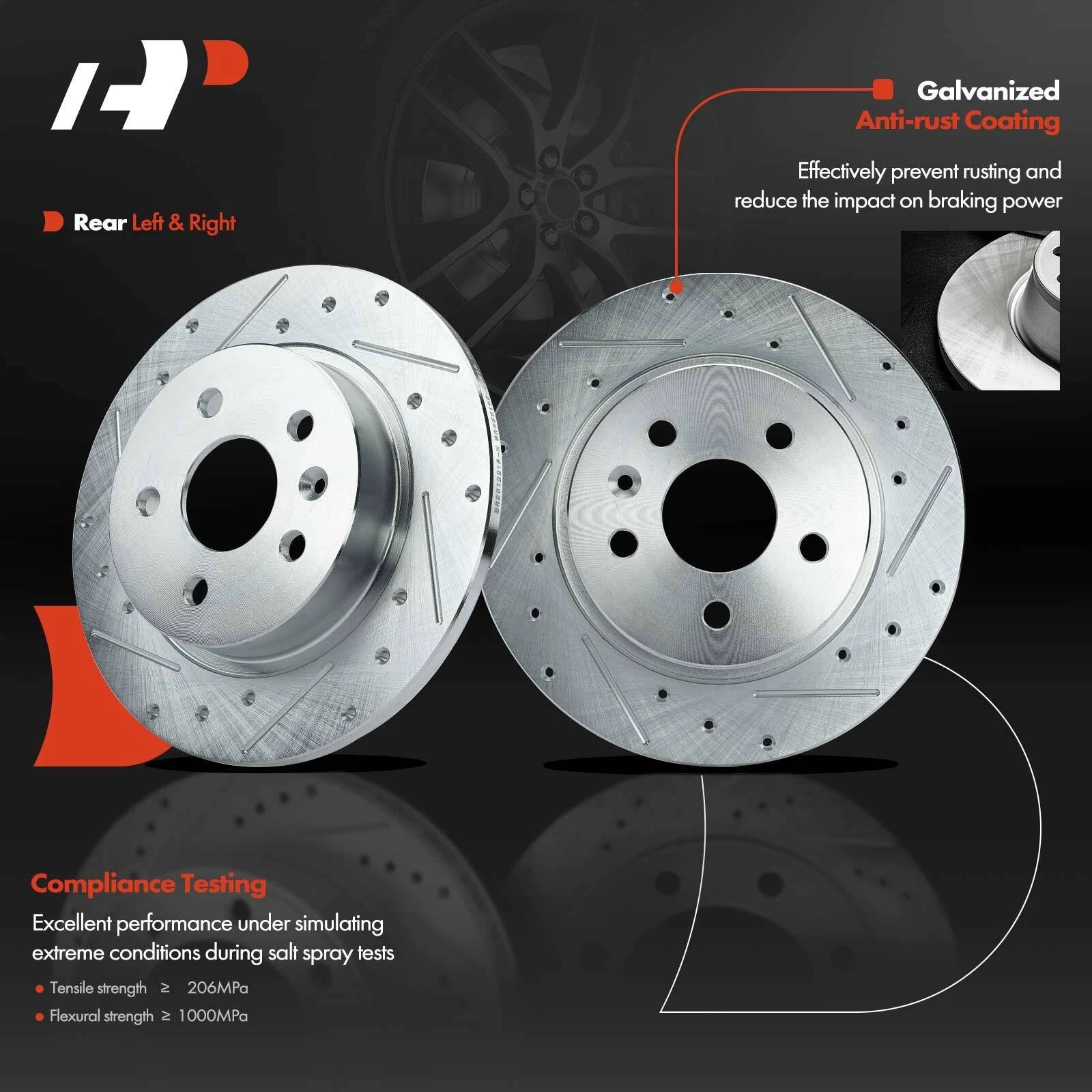Rear Drilled Brake Rotors & Pads for Chevrolet Cruze (2013–2015)