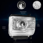 Projector Headlight for GMC Sierra Pickup (2014–2018) Chrome Housing Clear Corner