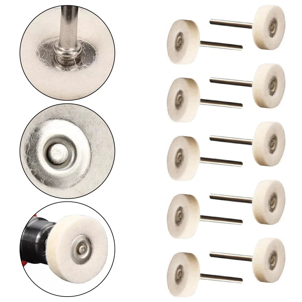 10pcs 25mm Wool Felt Polishing Wheels for Automotive Detailing