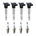 Set of 4 Ignition Coils & Denso Iridium Spark Plugs for Audi A4 Q3 Q5, VW GTI Jetta