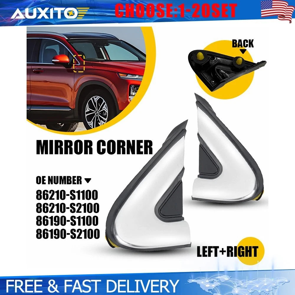 Set of 2 Side Mirror Corner Fender Moldings for Hyundai Santa Fe (2019–2023)