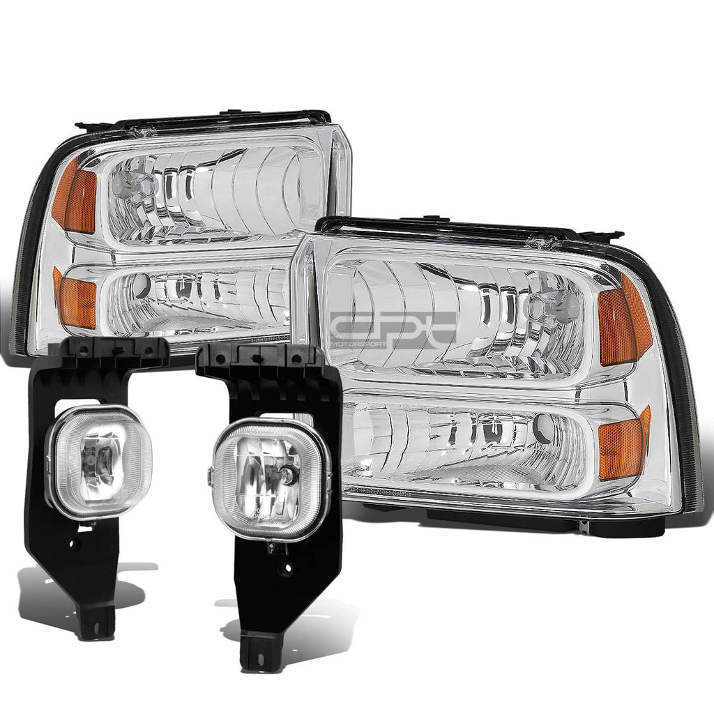 Chrome Amber Headlight + Turn Signal Lamp + OE Bumper Fog Light for Super Duty (2005–2007)