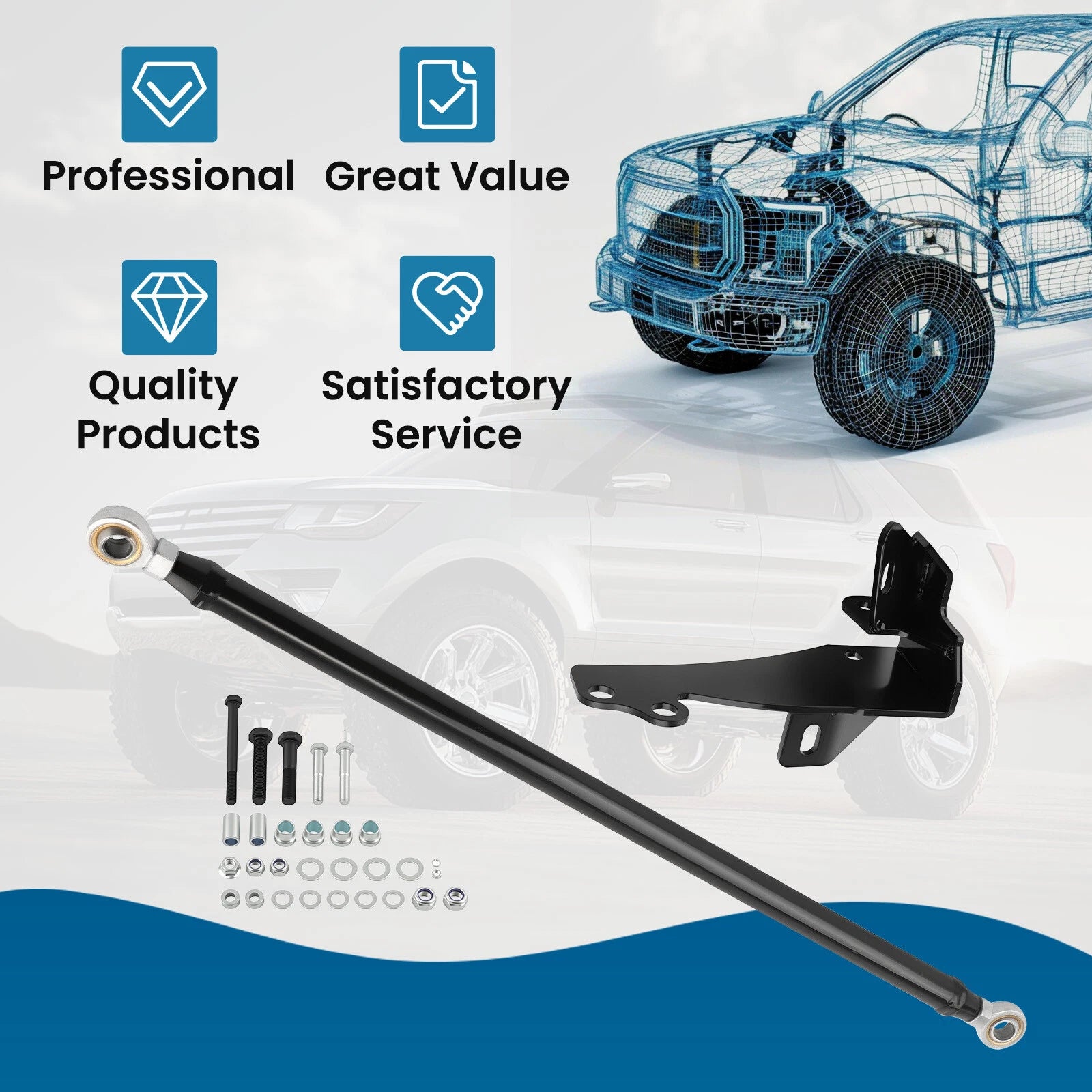 Adjustable Track Bar Rod 0"- 4" Lift For Dodge Ram 1994-2002 2500 3500 4X4 4WD