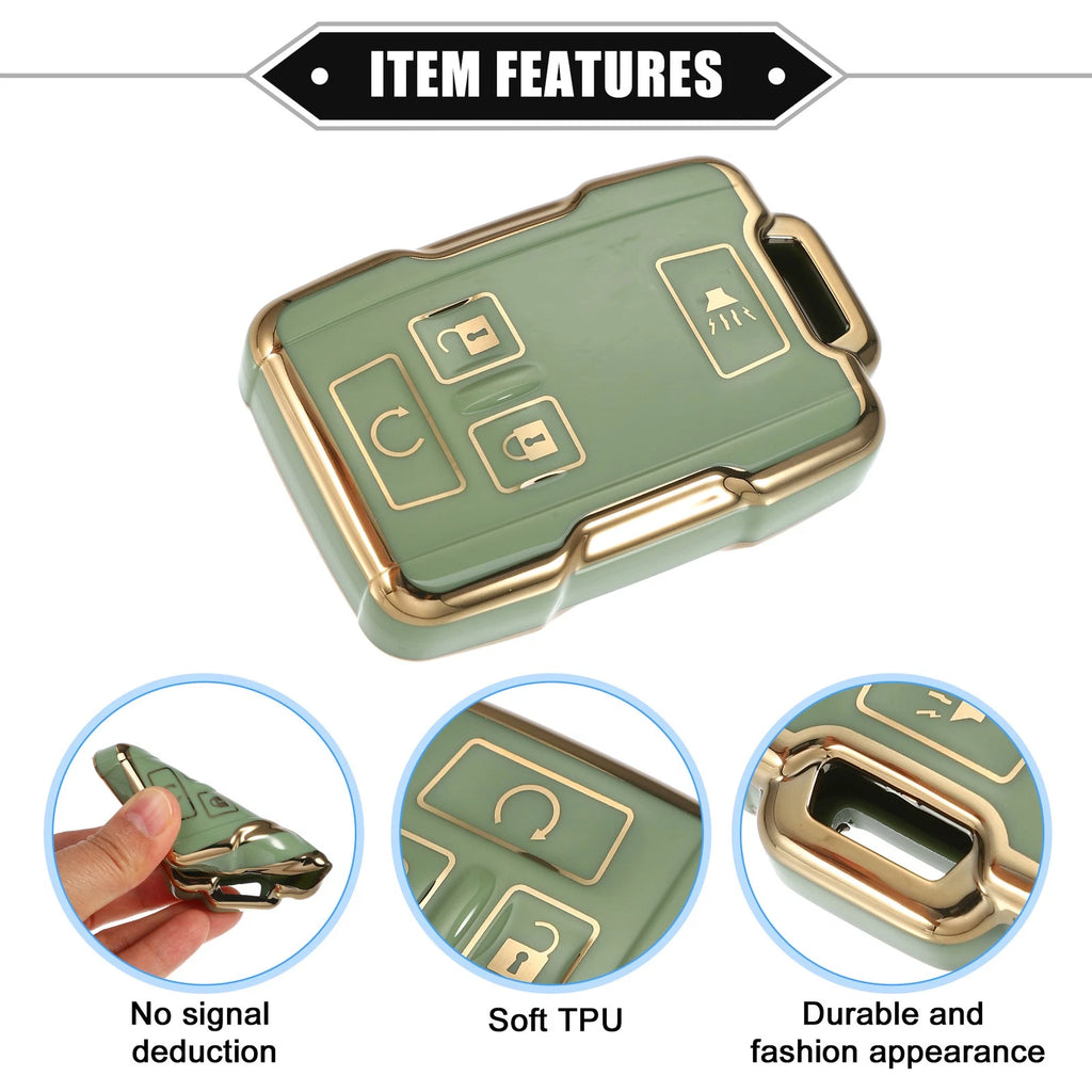 Set of 4 Key Fob Covers for Chevy Suburban, GMC (TPU, Green)
