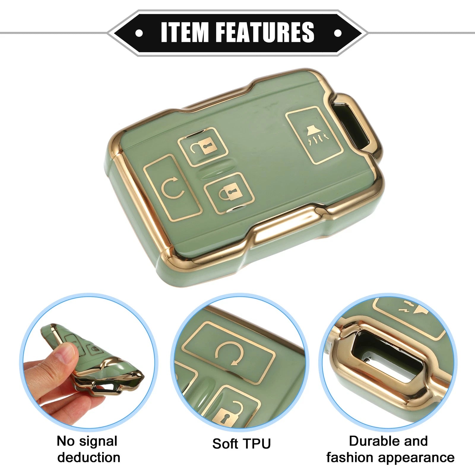 Set of 4 Key Fob Covers for Chevy Suburban, GMC (TPU, Green)
