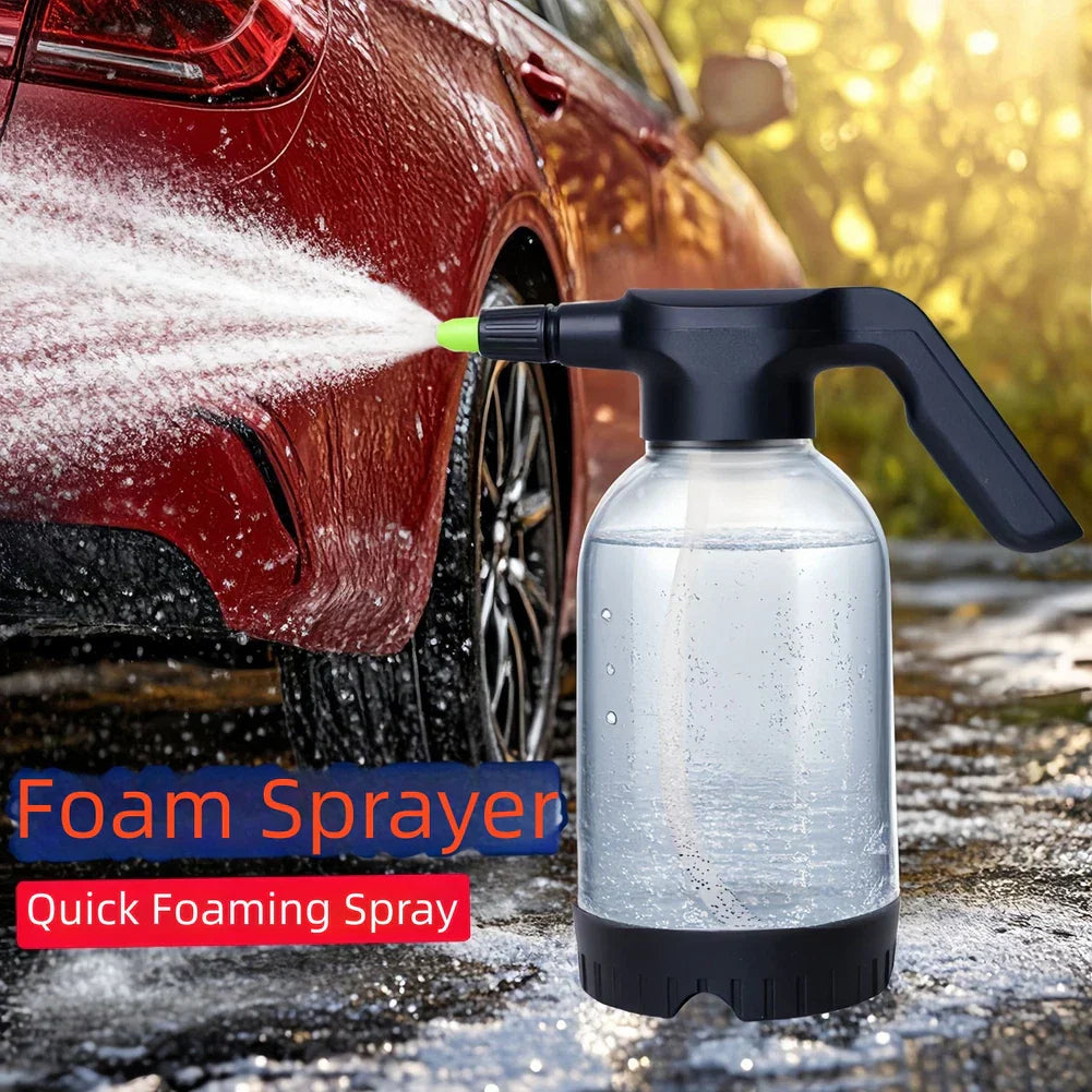 Electric Car Wash Spray Bottle 2L Adjustable Foam Nozzle for Garden