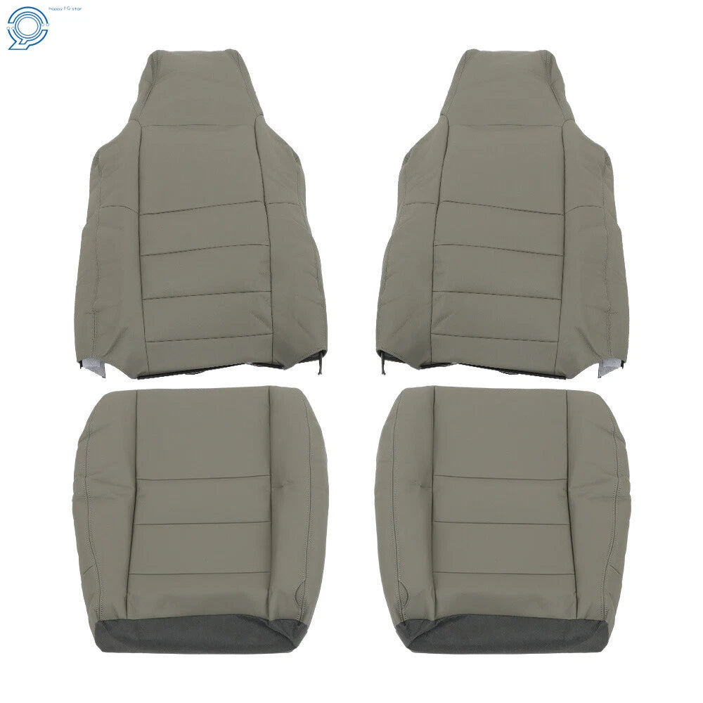 Set of 2 Leather Seat Covers for Ford F250 F350 F450 (2002–2007) Gray