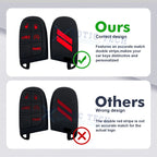 Red Silicone Remote Key Fob Shell Cover for Jeep Chrysler Dodge (2014-2024)
