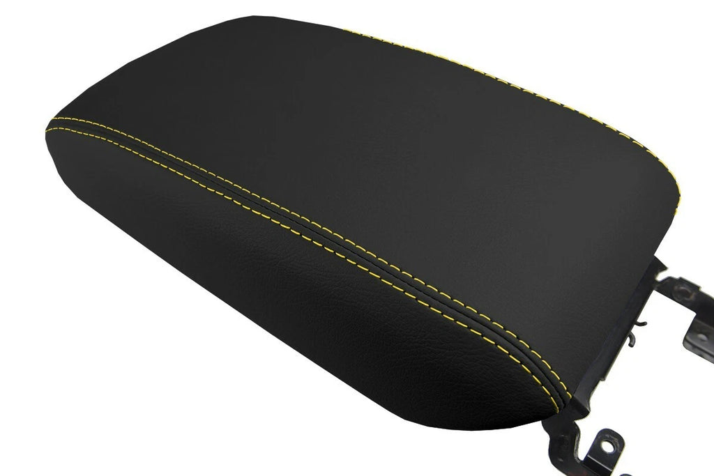 Leather Console Lid Armrest Cover for Toyota Camry (2002–2006) Yellow Stitch
