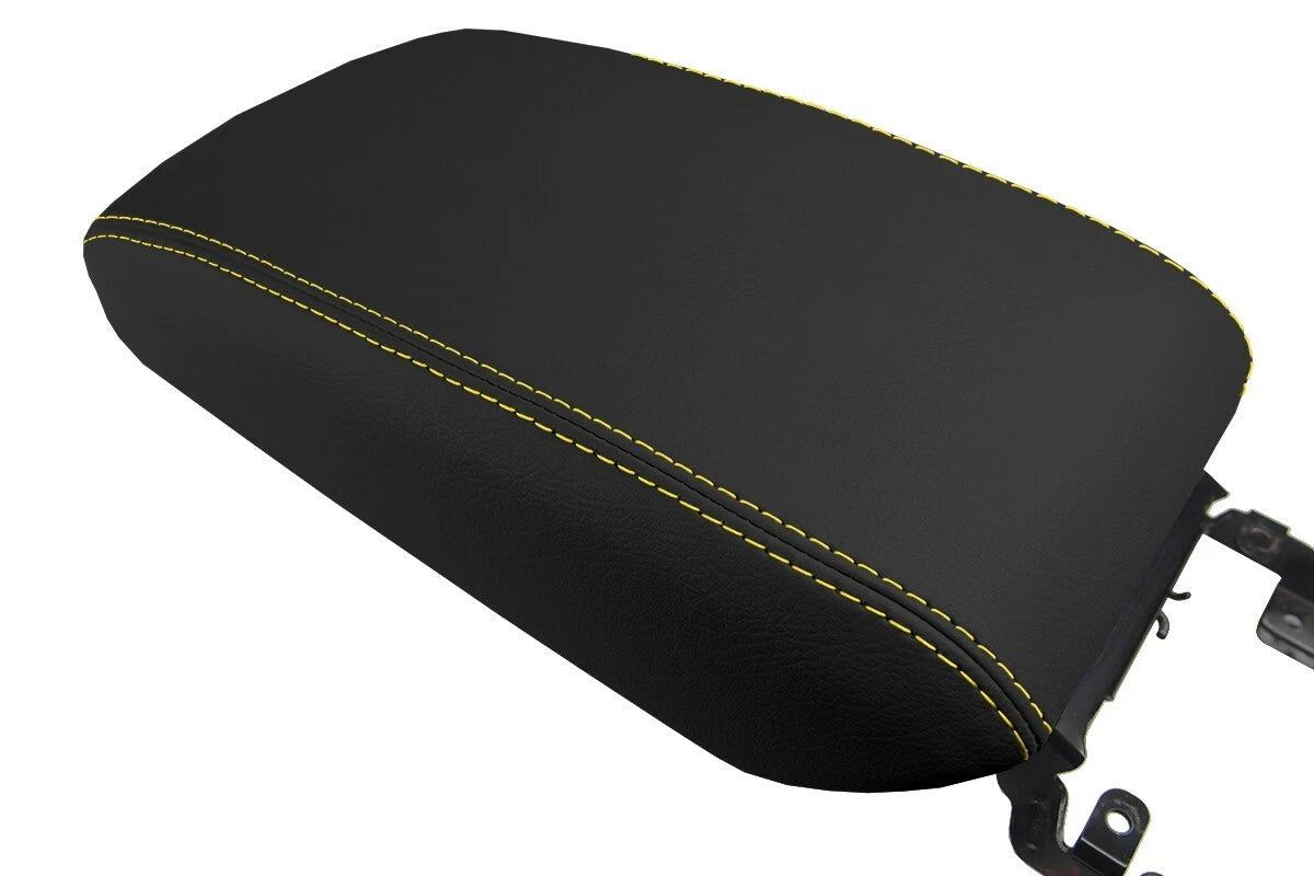 Leather Console Lid Armrest Cover for Toyota Camry (2002–2006) Yellow Stitch