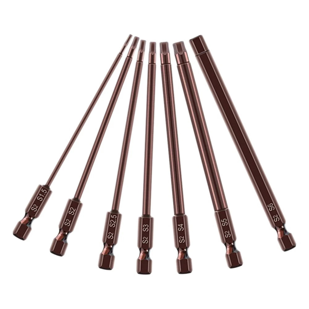 Set of 2 Magnetic Hex Head Screwdriver Bits 1.5mm 6mm 100mm Length