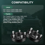 4X 5X150 1.5" Hubcentric Wheel Spacers for Toyota Tundra (2007–2022) & Lexus LX470 (1998–2007)