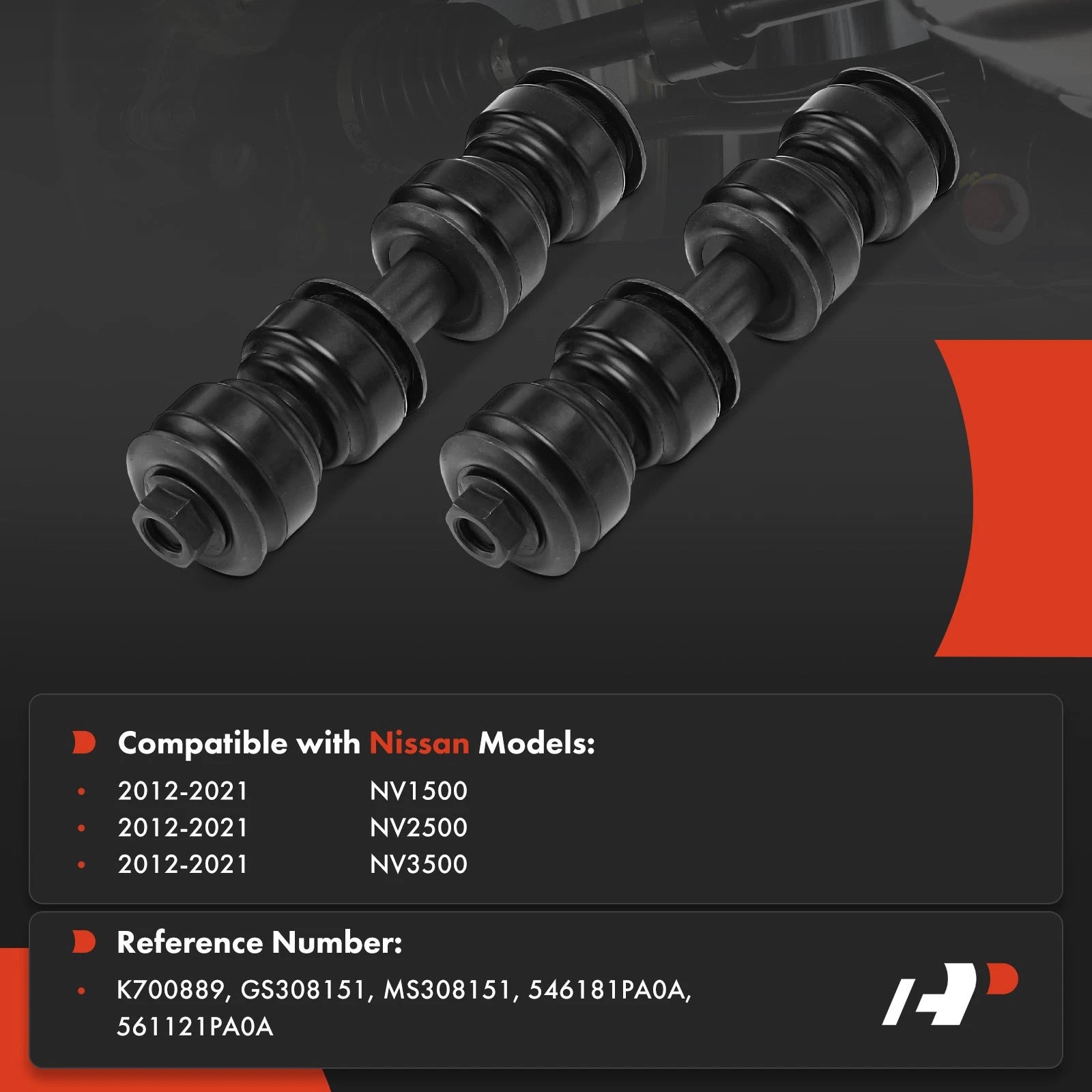 2X Front Side Sway Bar Link for Nissan NV1500 NV2500 NV3500 (2012–2021)