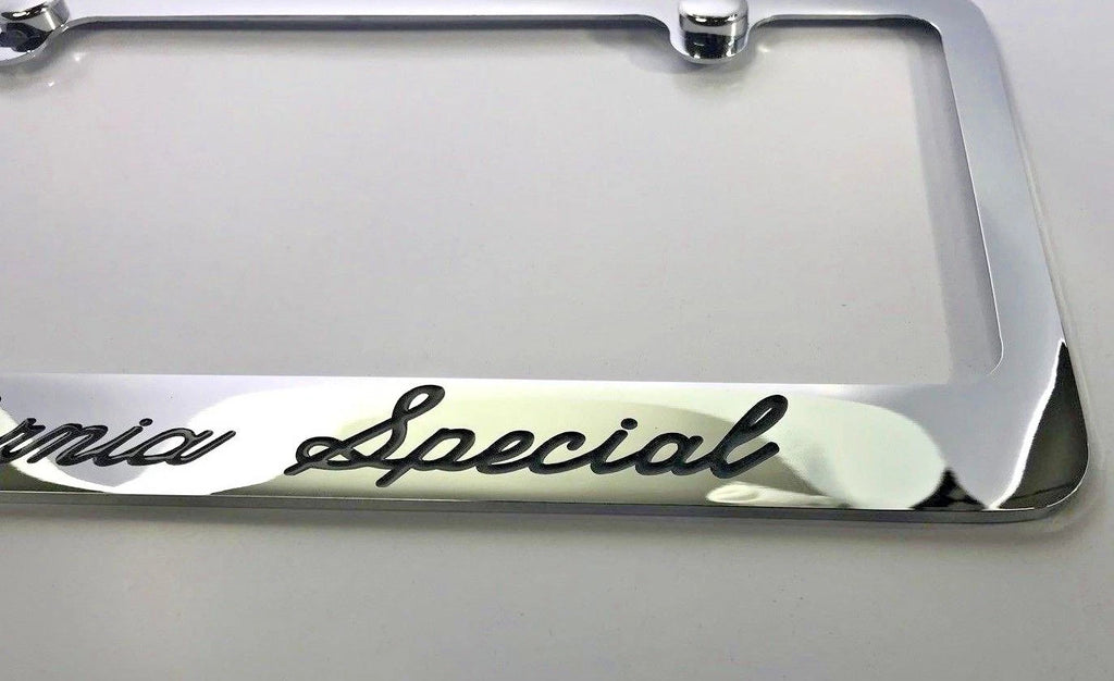 California Special License Plate Frame for Ford Mustang (Chrome w Black Logo)