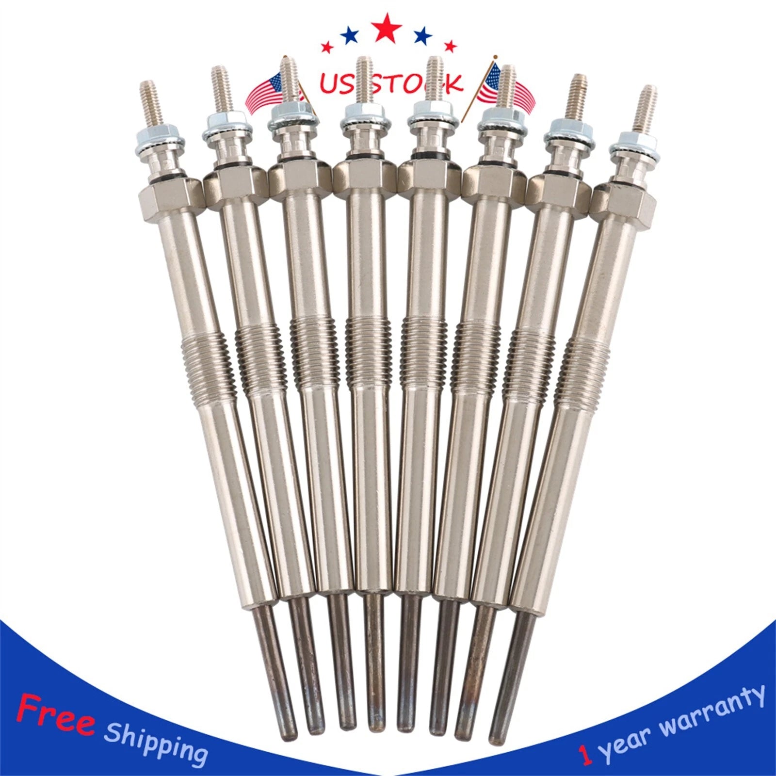 Set of 8 Glow Plugs for Silverado Sierra Duramax 6.6L (LMM LML LBZ)