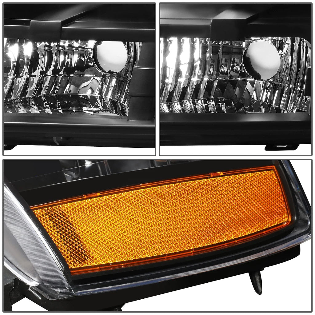 2X Black/Amber Signal Headlights for Chevy Tahoe Suburban (2007–2014)