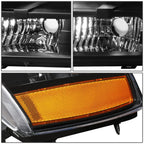2X Black/Amber Signal Headlights for Chevy Tahoe Suburban (2007–2014)
