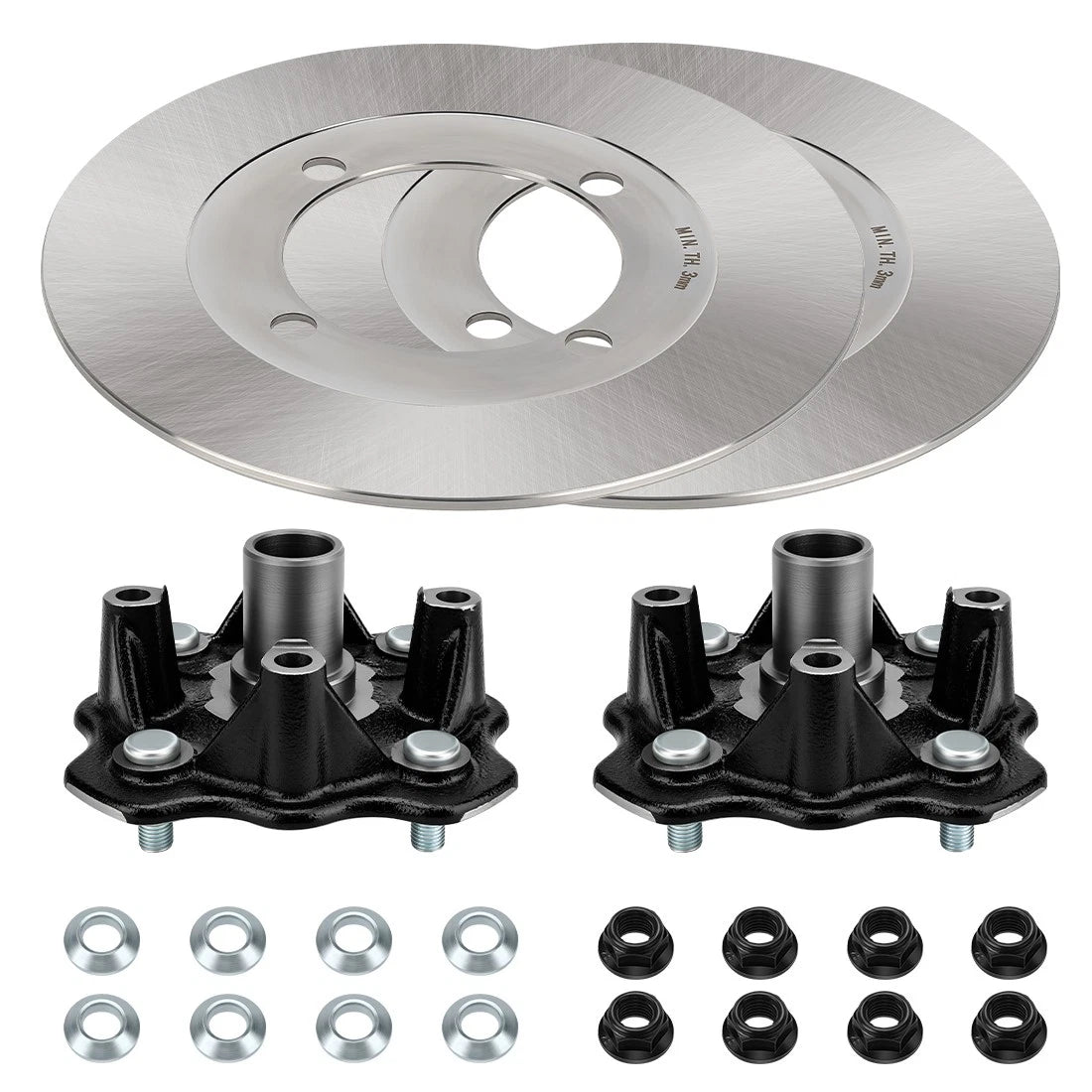 Set of 2 Front Wheel Hub & Disc Rotor w/Nuts for Suzuki LTA400/LTF400 (2002–2007)