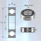 5 Pcs 698-2RS Deep Groove Ball Bearings for Auto (8x19x6mm)