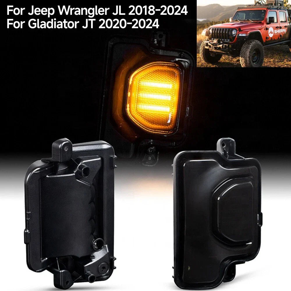 Smoked Mirror Turn Signal Light for Jeep Wrangler JL/JT (2020–2024)