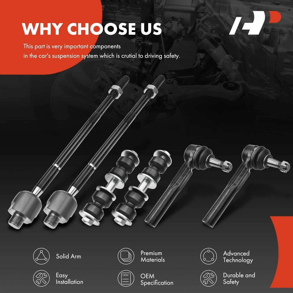 Front Inner & Outer Tie Rods & Sway Bar Links for Buick Chevy Pontiac (2007-2017)
