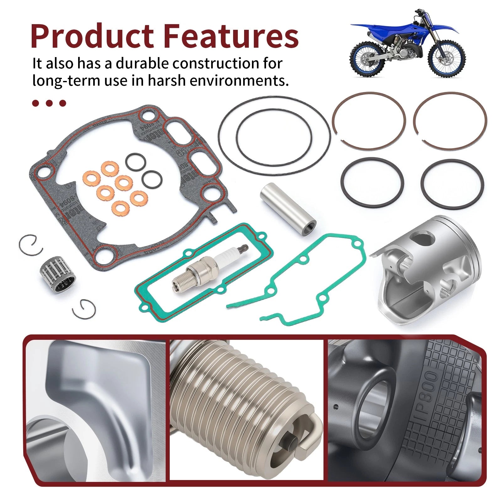Top End Rebuild Kit STD 66.4mm Piston & Gasket for Yamaha YZ250X YZ250 (2005–2024)