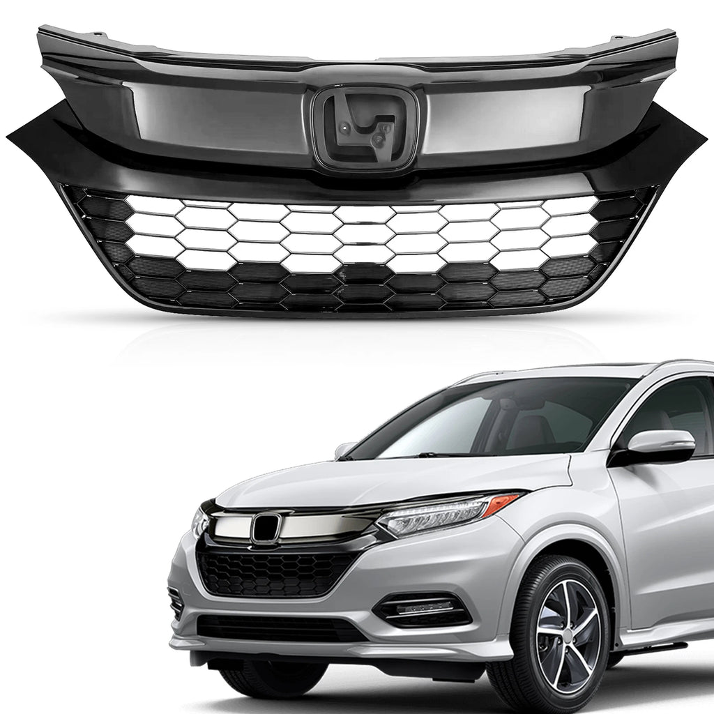Front Bumper Grille for Honda HR-V (2019–2022) Grey Chrome