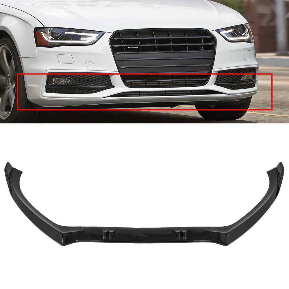 Front Bumper Lip Spoiler for Audi A4 Quattro (2013–2016) - Glossy Black