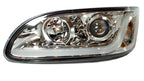 Left Chrome Headlight Dual Function LED for Peterbilt 382 384 386 387