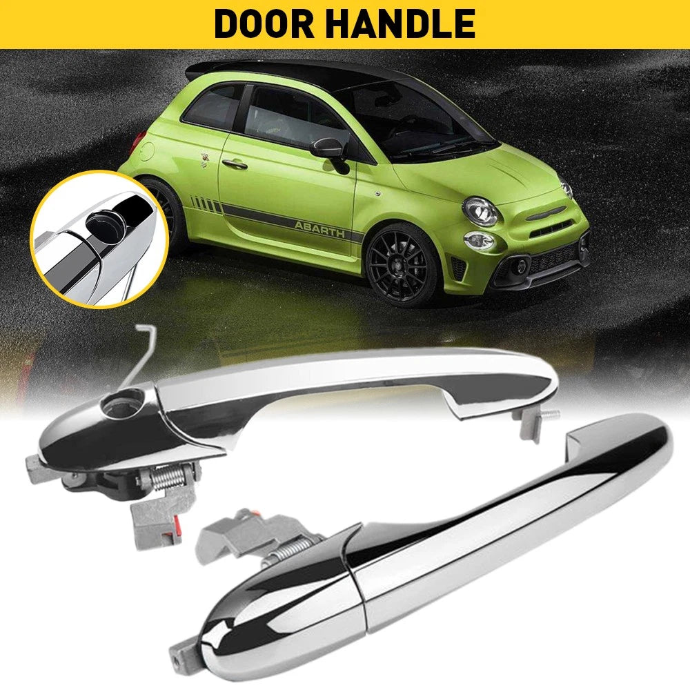 Set of 2 Chrome Door Handles for Fiat 500 (2012–2019)