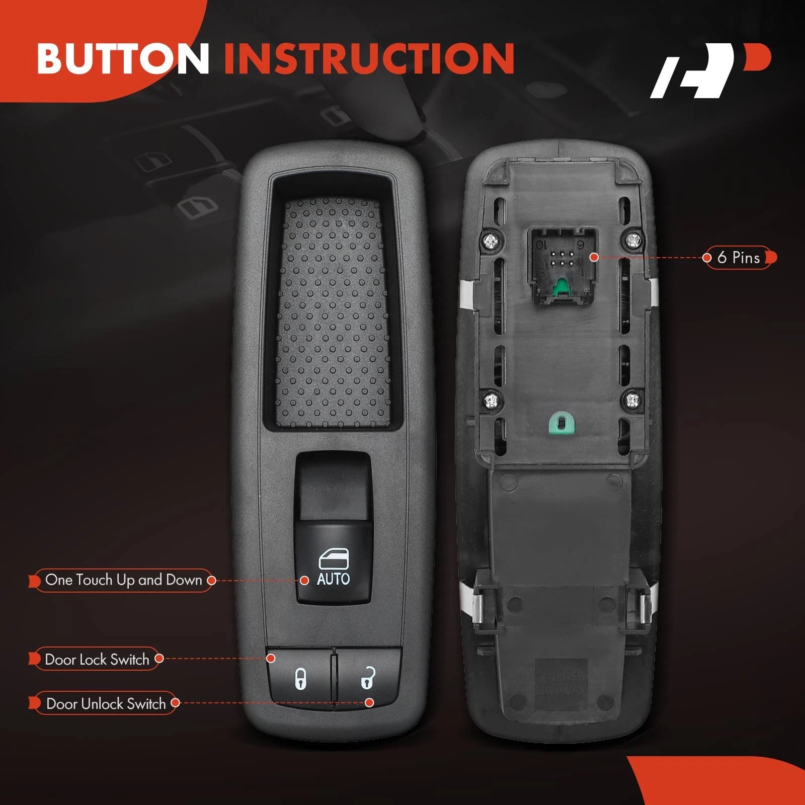 Front Right Power Window Switch for Ram 2500 3500 (2019-2024)