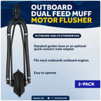 2X Outboard Dual Feed Rectangular Muff Boat Motor Flusher (Black PVC)