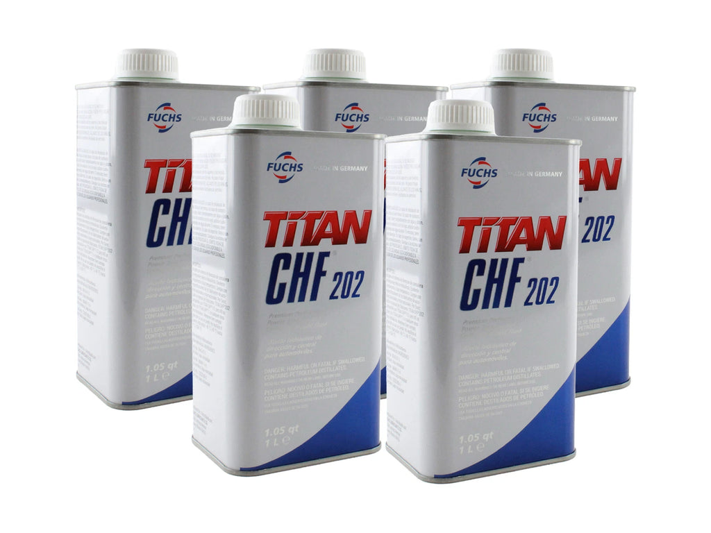 Set of 5 Fuchs TITAN CHF 202 Hydraulic Fluid 1L for Audi VW Porsche Volvo