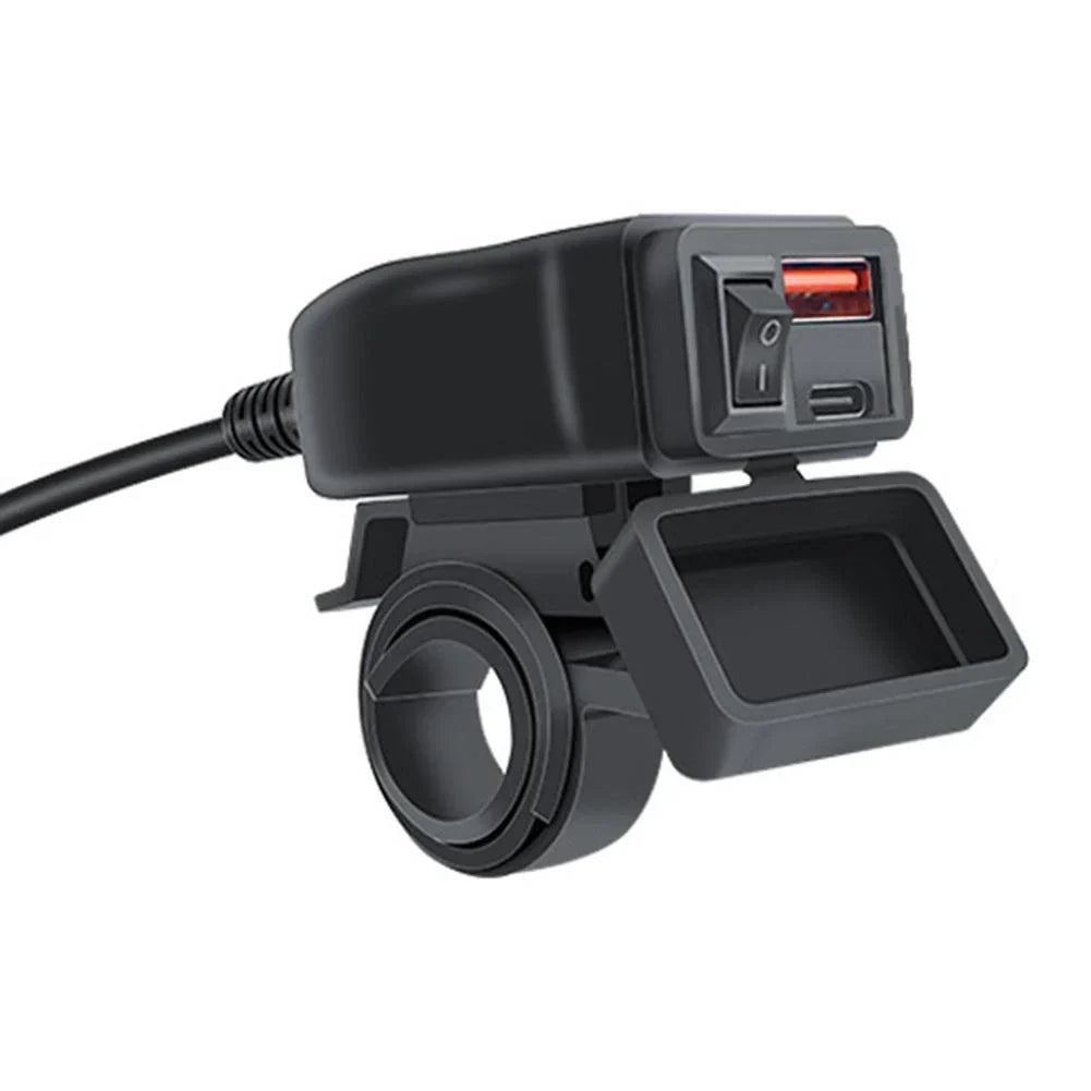 Dual Port Motorcycle USB Charger for 12–24V