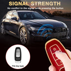 Red Full Cover Keyless Key Fob Case with Keychain for Audi (2014-2018)