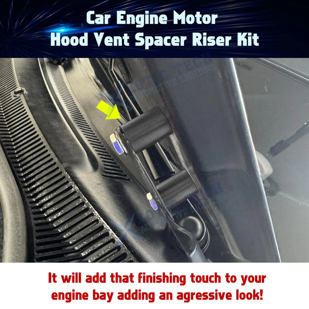 Aluminum Hood Vent Spacer Riser for Black Auto Engine Motor (M8 Bolt)