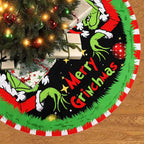 48-Inch Cartoon Grinch Christmas Tree Skirt for Holiday Decor