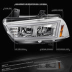 Full LED DRL/Turn Signal Headlights for Dodge Charger (2011–2014) Chrome