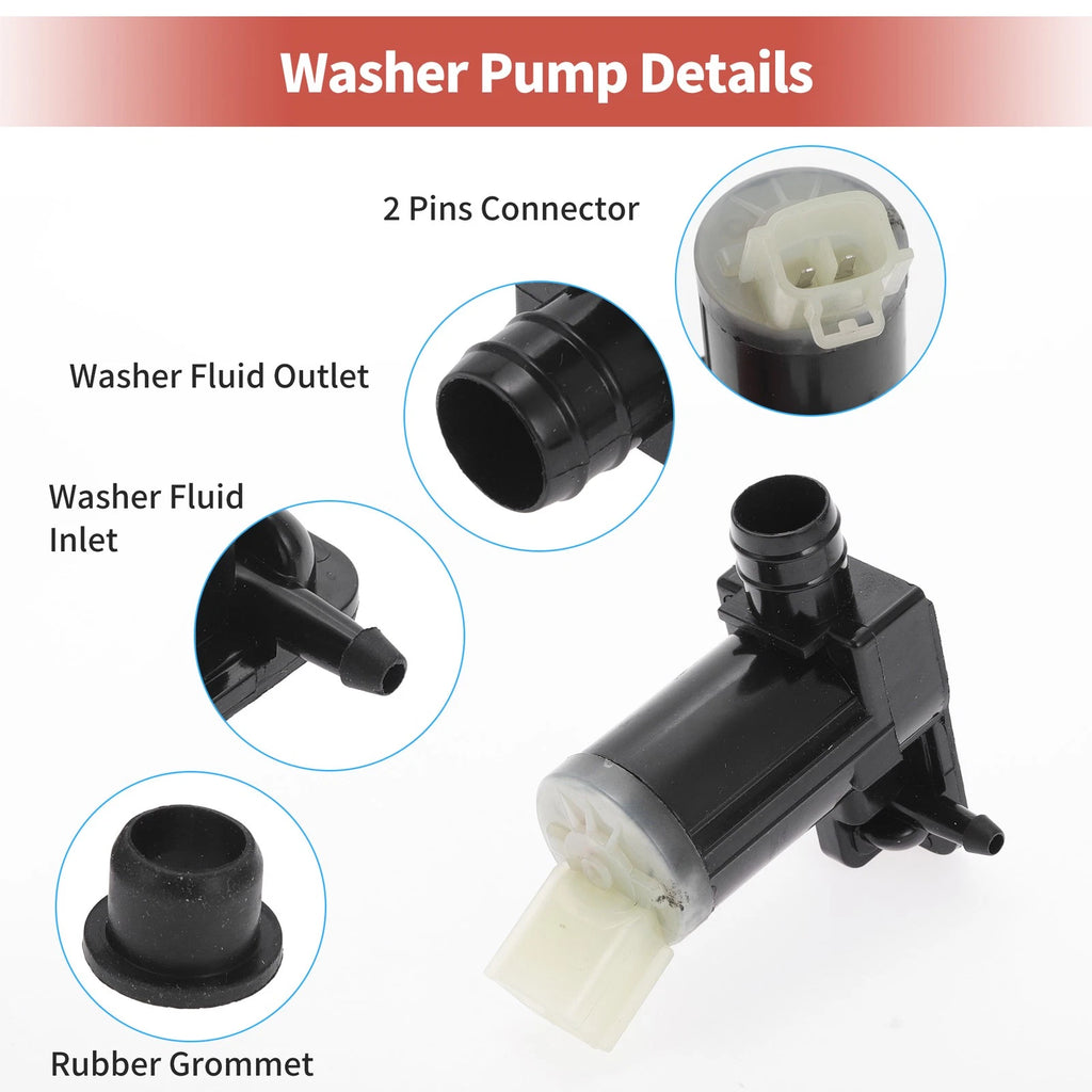 Windshield Washer Pump w/ Grommet for Honda (No. 76806TRT003)