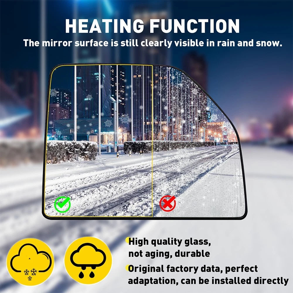 Heated Tow Mirror Glass for Ford F150 F250 (2015–2022) Right Side