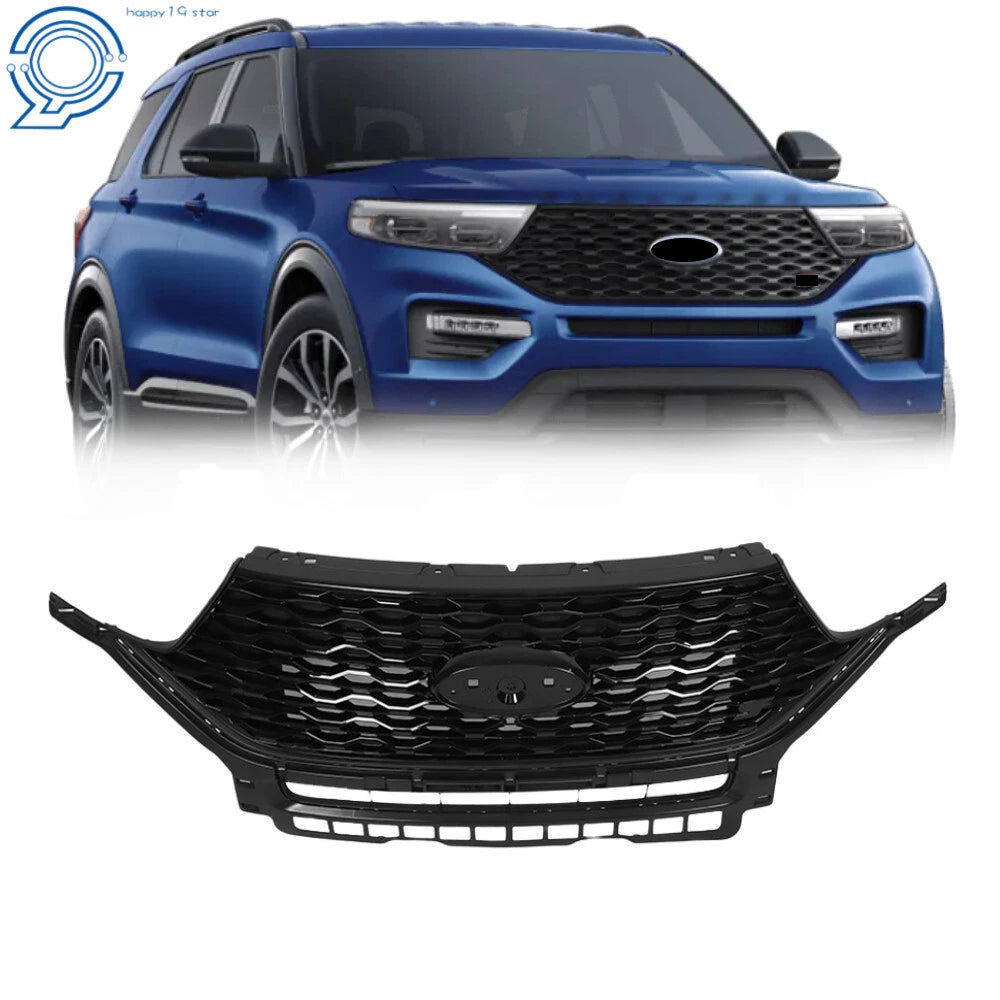 Front Upper Grille Grill Assembly for Ford Explorer ST (2020–2021) Gloss Black