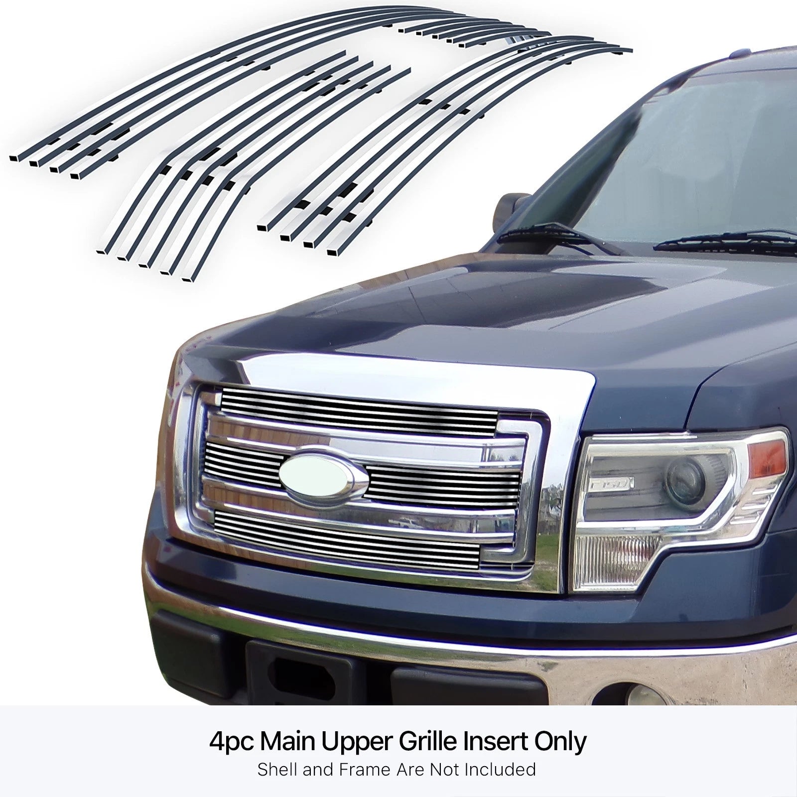 Stainless Main Upper Chrome Billet Grill Insert for Ford F-150 (2013-2014)