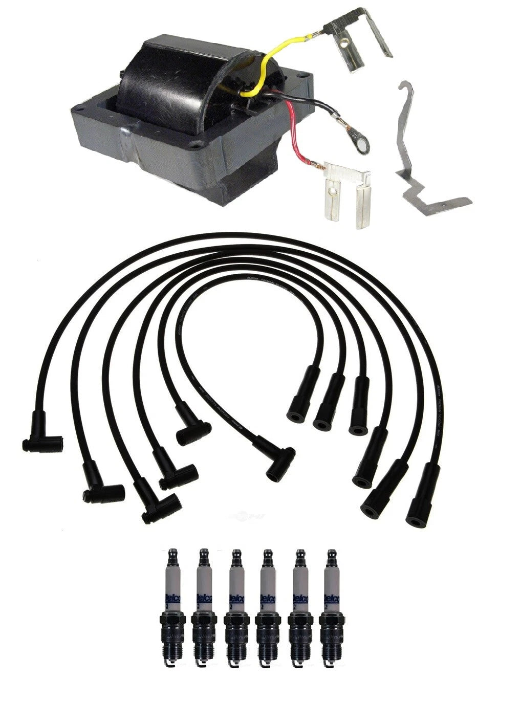 Ignition Wires & Spark Plugs Kit for Chevy Oldsmobile Pontiac V6 (1 Coil, 6 Plugs)